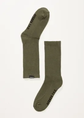 AFENDS Unisex Everyday - Ribbed Crew Socks - Cypress