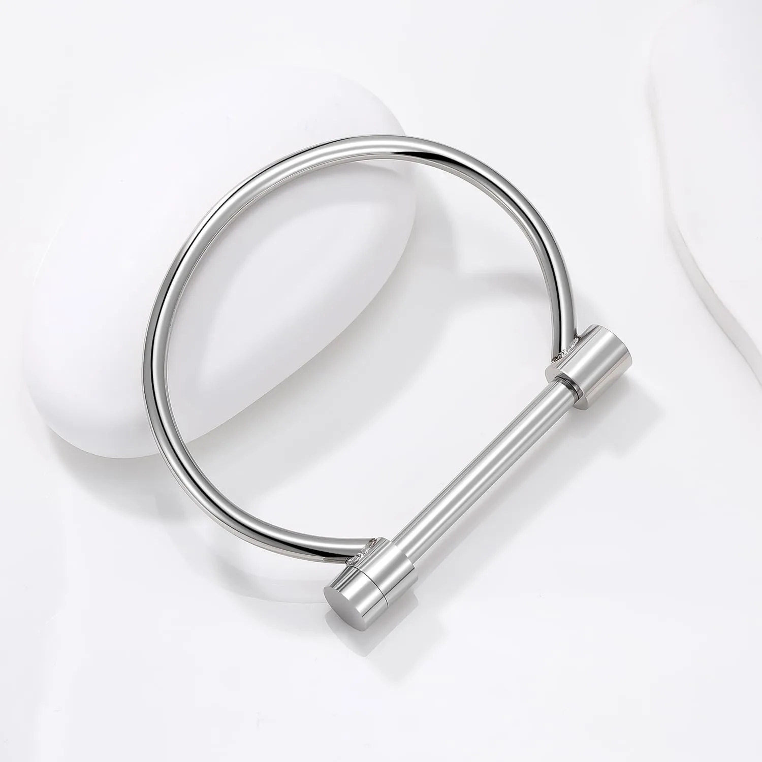 AILUOR Stainless Steel D Shape Bar Screw Shackle Horseshoe Novelty Fashion Bangle Bracelet Jewelry Unisex