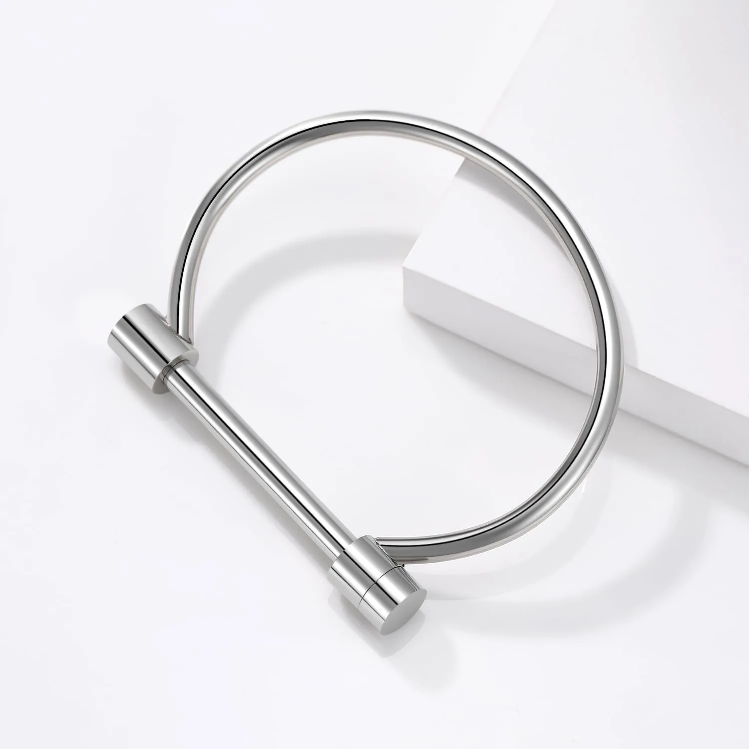 AILUOR Stainless Steel D Shape Bar Screw Shackle Horseshoe Novelty Fashion Bangle Bracelet Jewelry Unisex