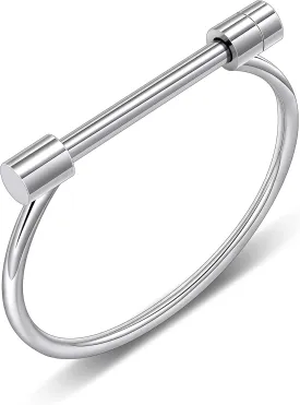 AILUOR Stainless Steel D Shape Bar Screw Shackle Horseshoe Novelty Fashion Bangle Bracelet Jewelry Unisex