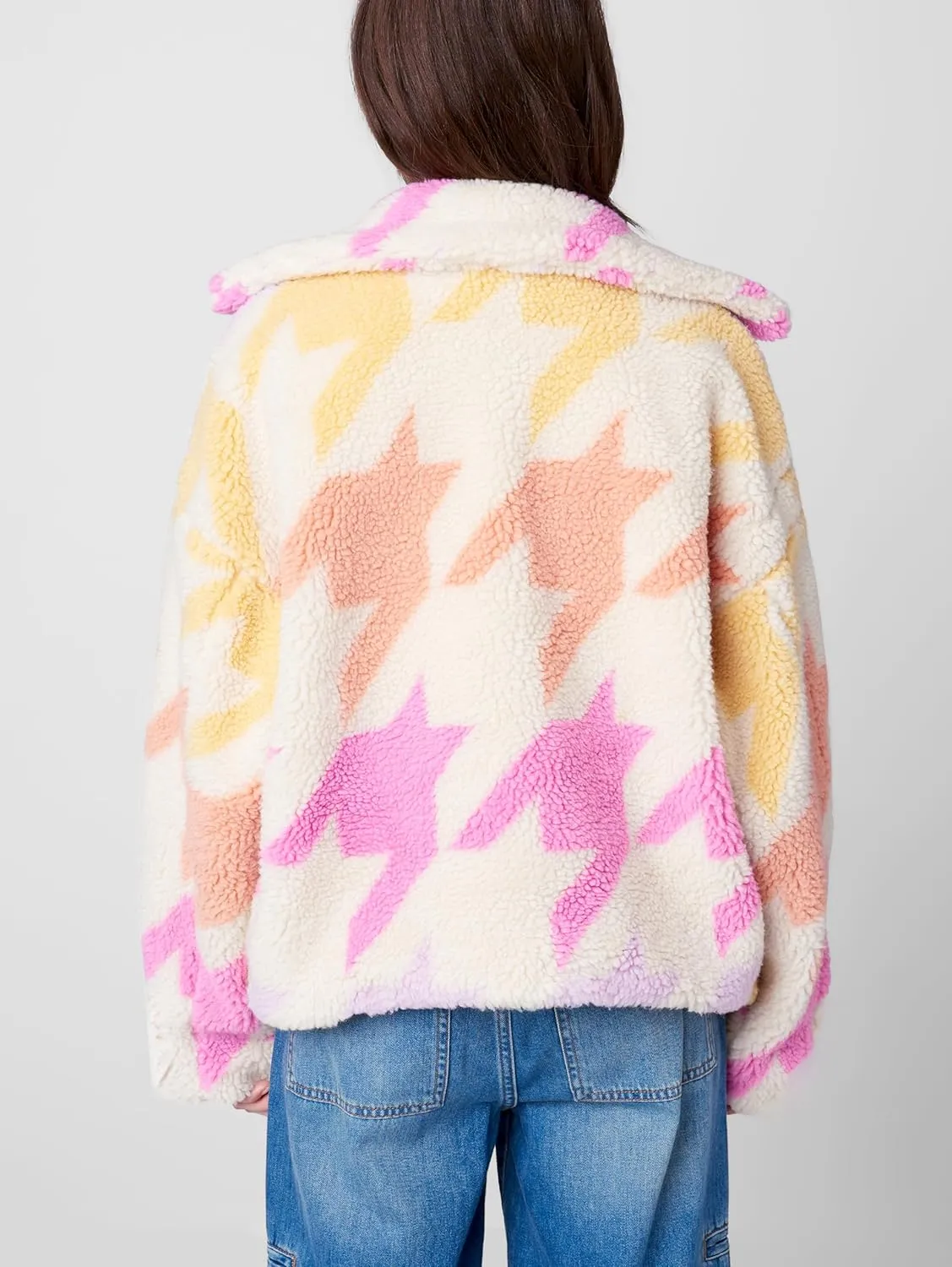 [BLANKNYC] Womens Houndstooth Sherpa Coat