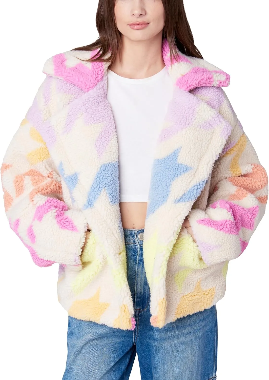 [BLANKNYC] Womens Houndstooth Sherpa Coat