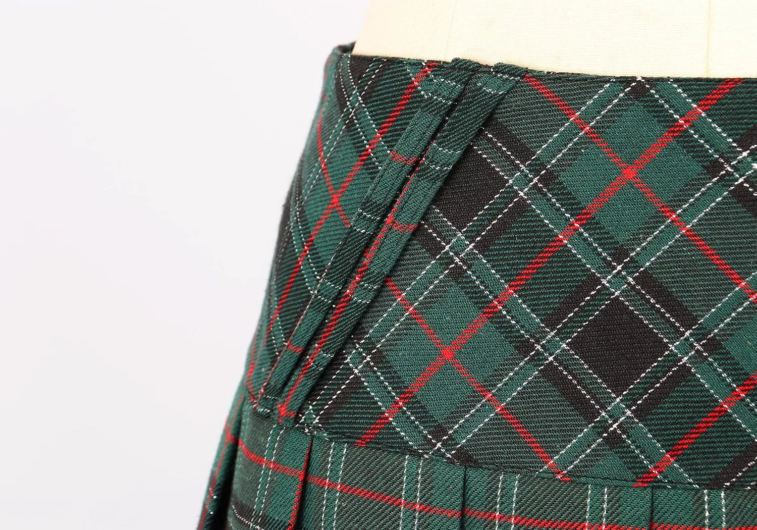 C-ZOFEK Mini Plaid Slit Skirt Women's US Size Pleated Skirt Schoolgirl Uniform, Multicolour