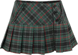 C-ZOFEK Mini Plaid Slit Skirt Women's US Size Pleated Skirt Schoolgirl Uniform, Multicolour