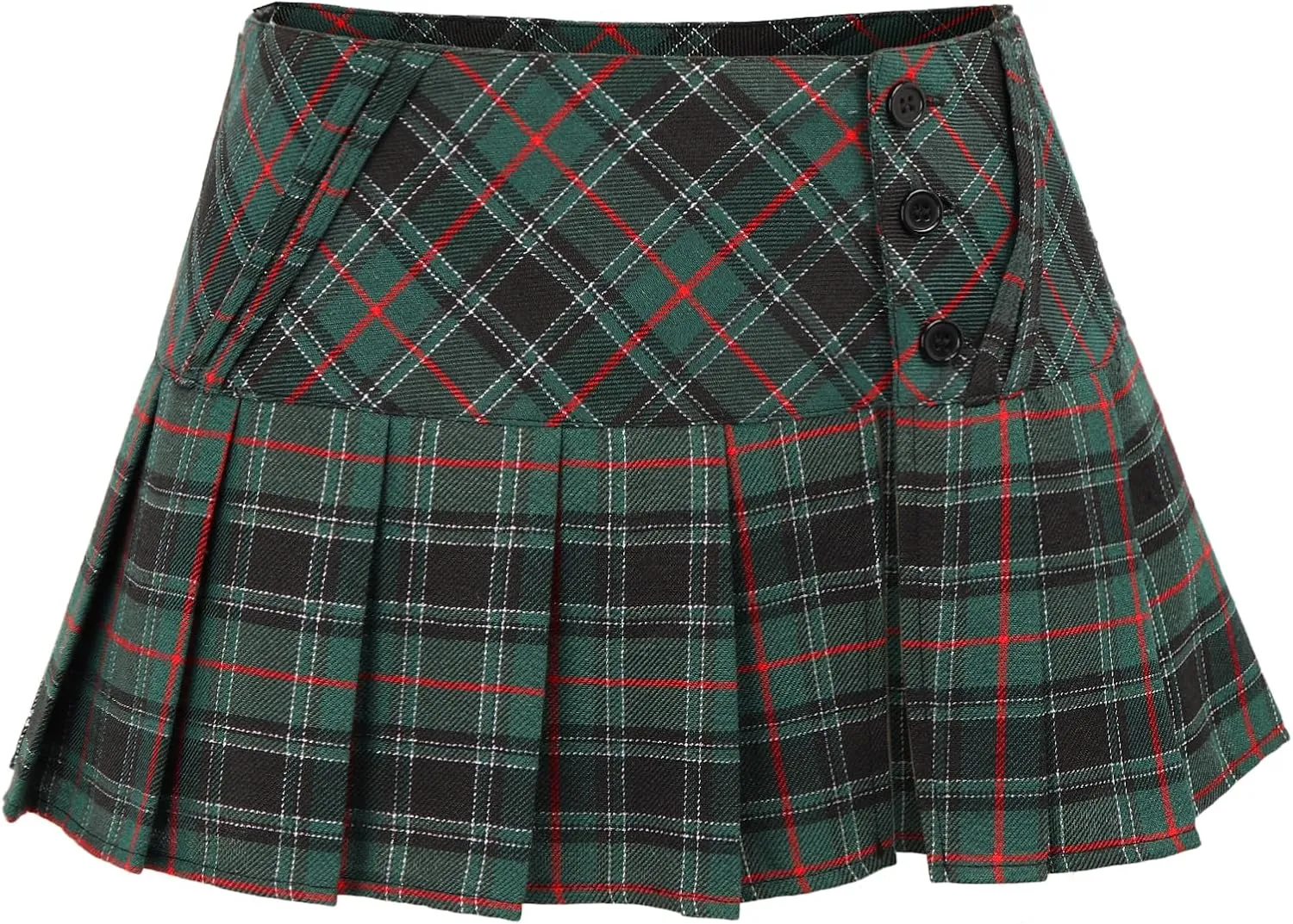C-ZOFEK Mini Plaid Slit Skirt Women's US Size Pleated Skirt Schoolgirl Uniform, Multicolour