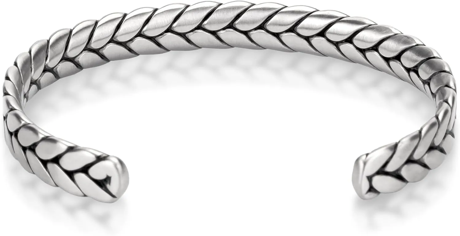 COBI 316L Stainless Steel Bracelets for Men, Thick Thin Cuban Link Chain, Blue Black Grey Beaded Stone, Premium Leather Jewelry with Totem, Franco Chain, Hip Hop Punk Style, Ideal Gift, 7 8 9 Inch