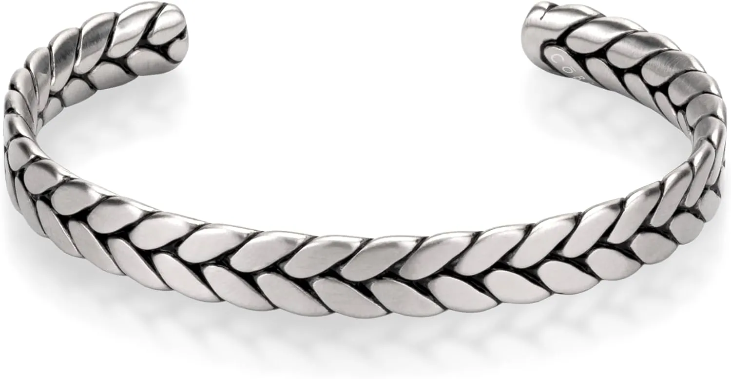 COBI 316L Stainless Steel Bracelets for Men, Thick Thin Cuban Link Chain, Blue Black Grey Beaded Stone, Premium Leather Jewelry with Totem, Franco Chain, Hip Hop Punk Style, Ideal Gift, 7 8 9 Inch