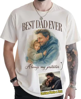 Custom Dad Shirt with Photo Text  Personalized Fathers Day Tshirt for Dad from Son Daughter Mom, Custom Picture Shirts for Men, Customize Picture Gift for Fathers Day ST2