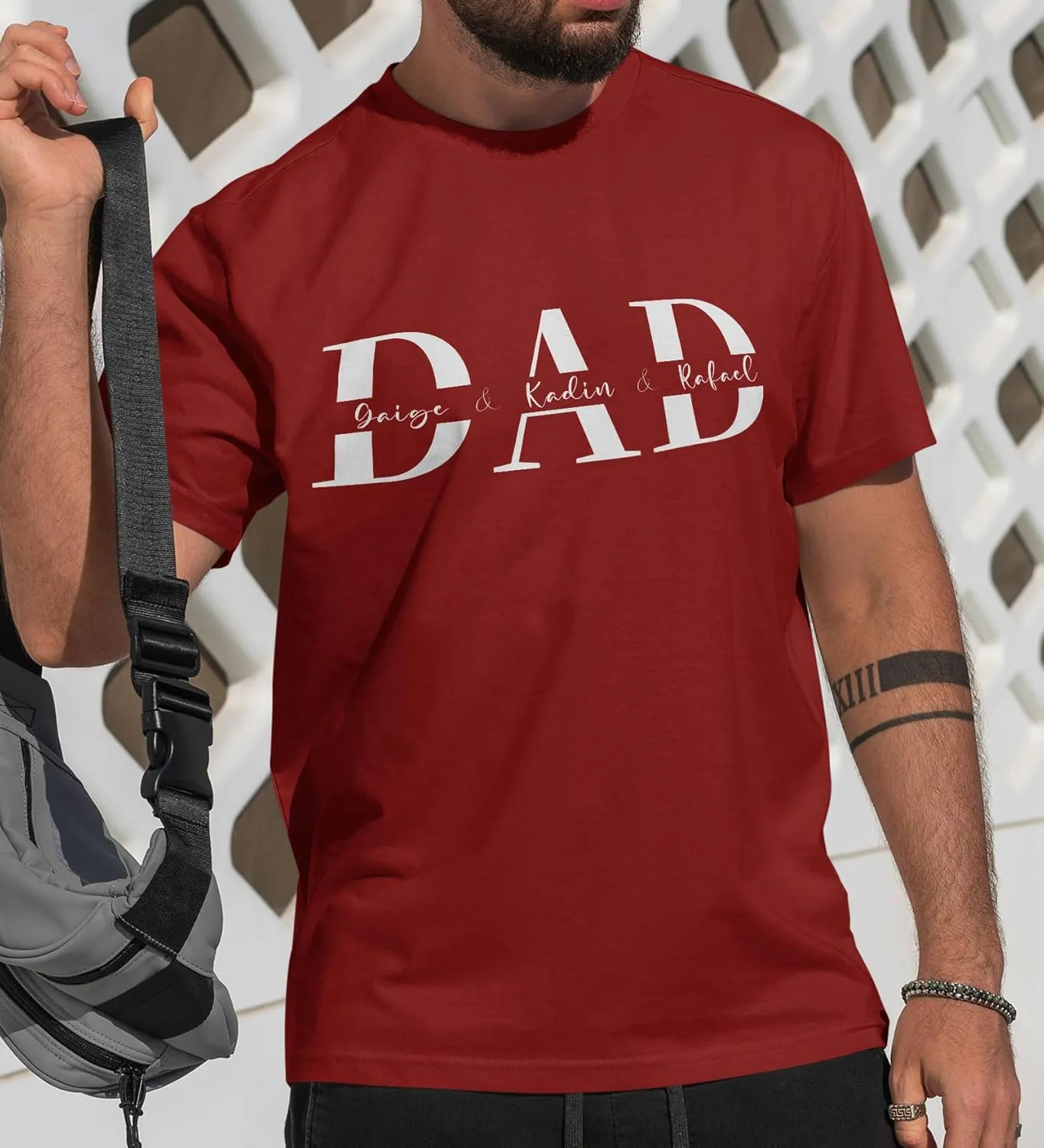 Custom Dad Shirts for Men, Personalized Dad T-Shirt with Kids Name, Customized Father's Day Birthday Gifts, Made in USA