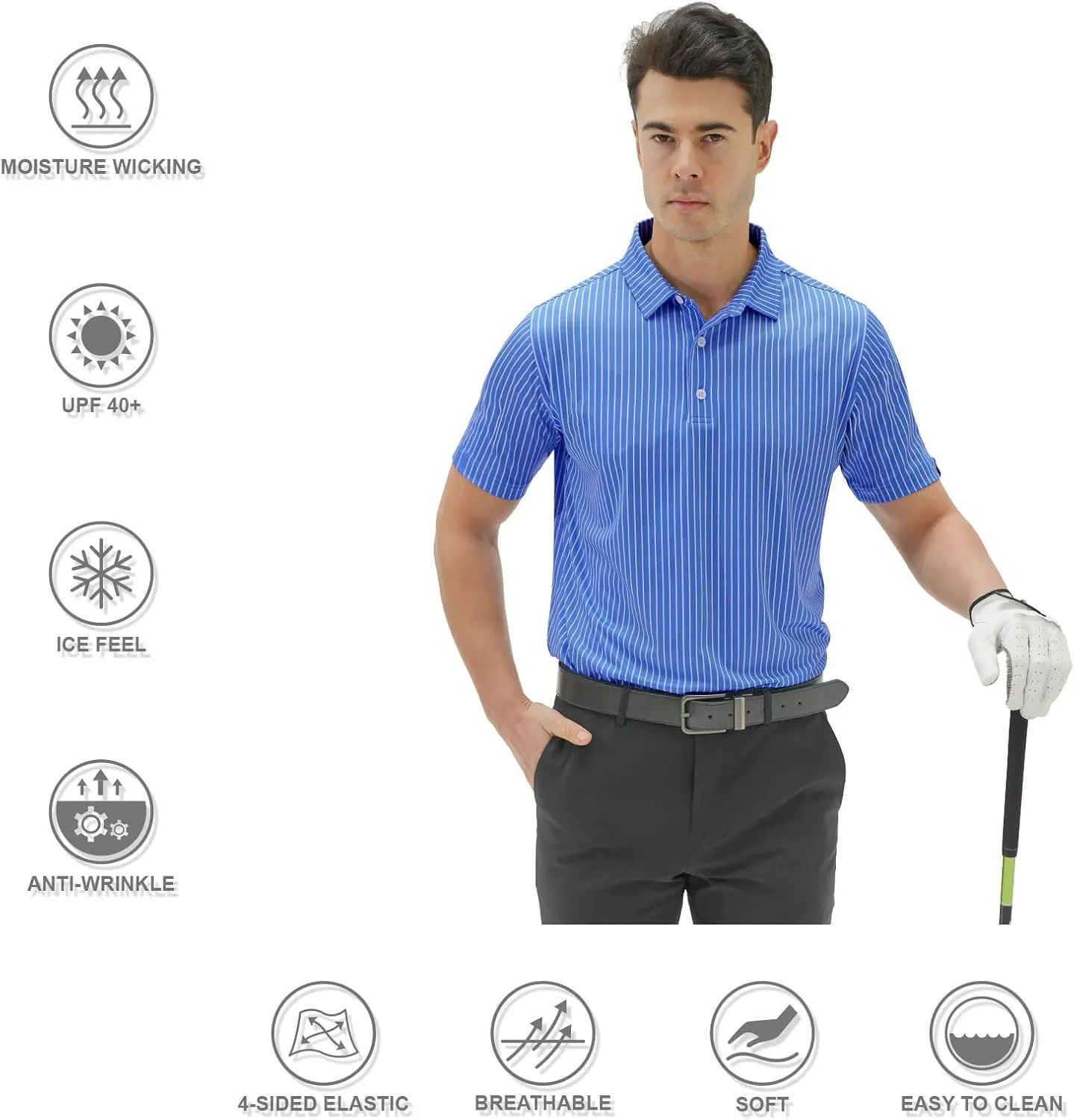 DEOLAX Mens Polo Shirts Fashion Print Mens Golf Shirt Dry Fit Mens Golf Polo Short Sleeve Quick Dry Funny Golf Shirt for Men