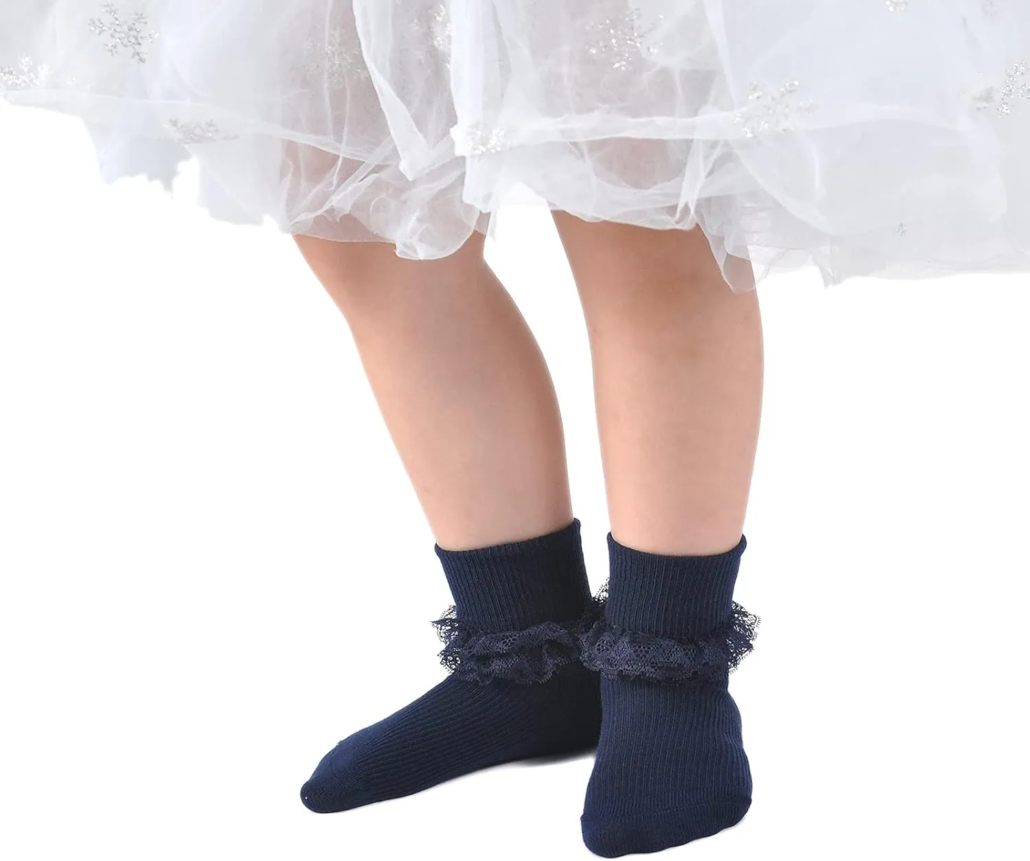 EPEIUS Baby-Girls Eyelet Turn Cuff Ruffle Lace Socks Triple Lace Dressy Socks Newborn/Infants/Toddlers 3/5 Pairs
