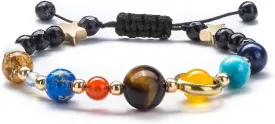 Fesciory Women Solar System Bracelet Universe Galaxy The Eight Planets Guardian Star Natural Stone Beads Bracelet Bangle Gifts
