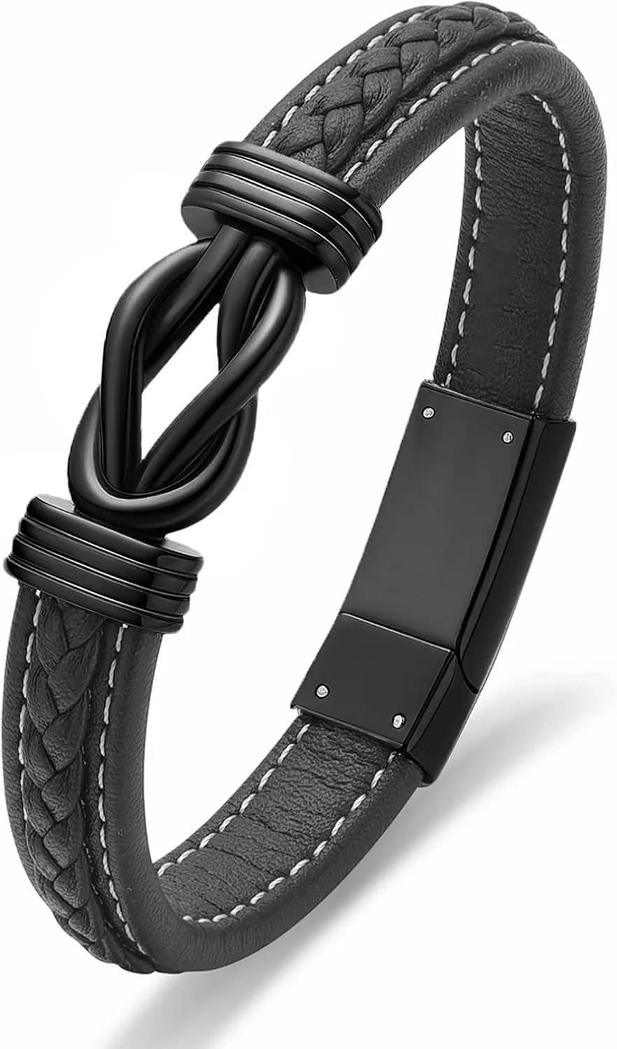 Imrsanl Cremation Jewelry Urn Bracelet for Ashes Men's Braided Genuine Leather Cremation Urn Bracelet for Human - Ashes Cuff Urn Bangle for Men Women