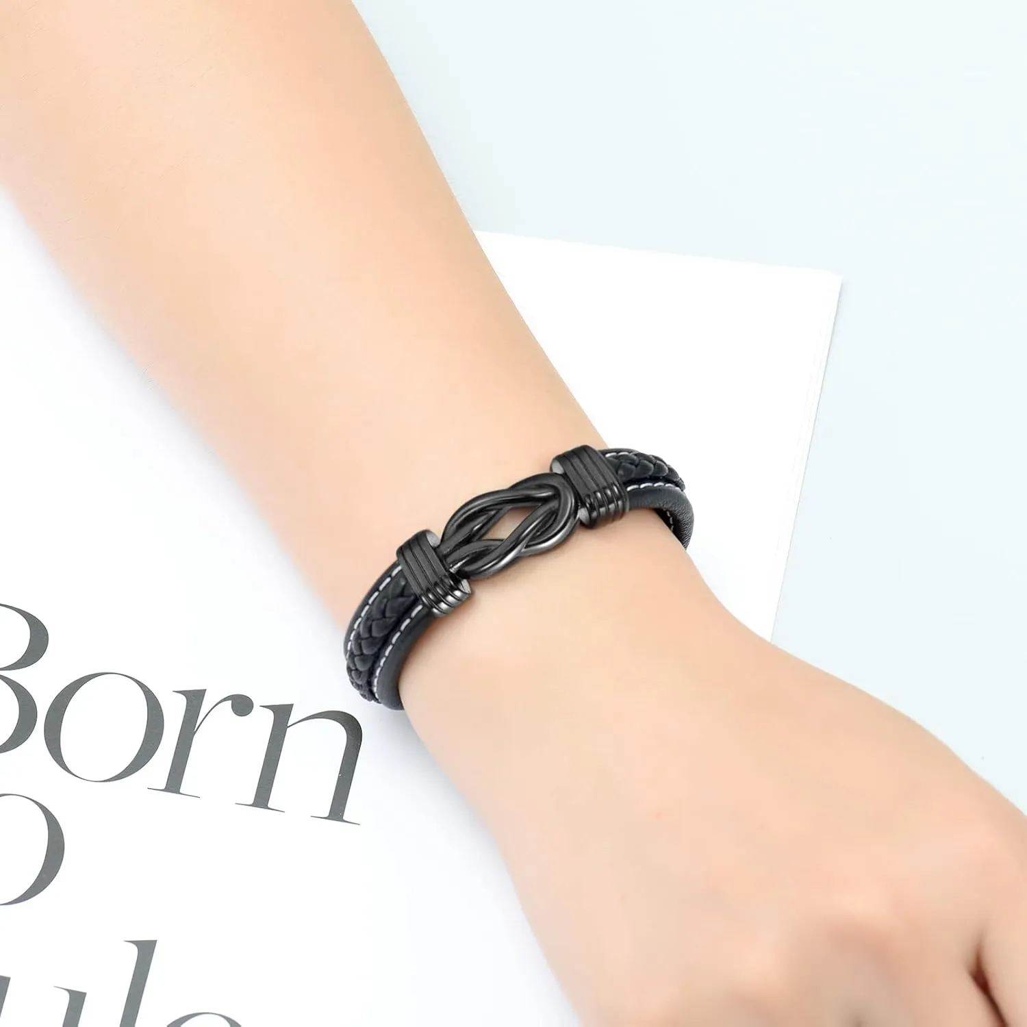 Imrsanl Cremation Jewelry Urn Bracelet for Ashes Men's Braided Genuine Leather Cremation Urn Bracelet for Human - Ashes Cuff Urn Bangle for Men Women