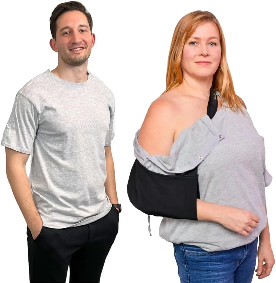 Inspired Comforts Unisex Right Shoulder & Side Access Post Surgery & Rehab Snap Shirt