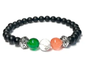 Irish Flag Bracelet - 6mm or 8mm Gemstone Beads - Optional Coordinating Celtic Knot Bracelet - Onyx Jade Hematite Bracelet Set - Custom Sized