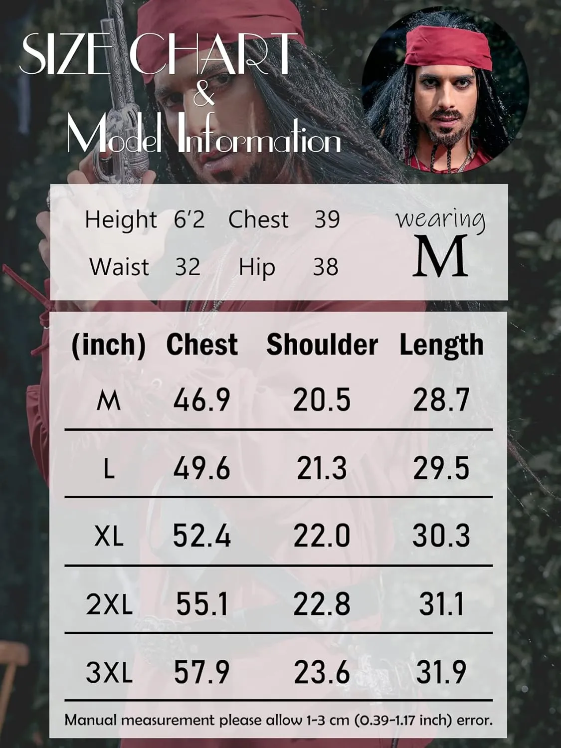 Karlywindow Mens Medieval Pirate Shirts Lace Up Scottish Mercenary Halloween Costume Shirt Tops