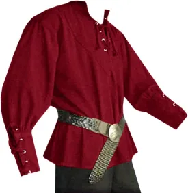 Karlywindow Mens Medieval Pirate Shirts Lace Up Scottish Mercenary Halloween Costume Shirt Tops