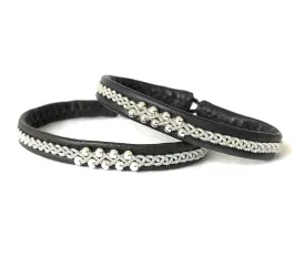 Lapland Sami Handmade Bracelet In Reindeer Leather And Braided Silver/Pewter Thread With 9 Small Sterling Silver Beads, Traditional Bracelet Made To Order, Reindeer Antlers Button.