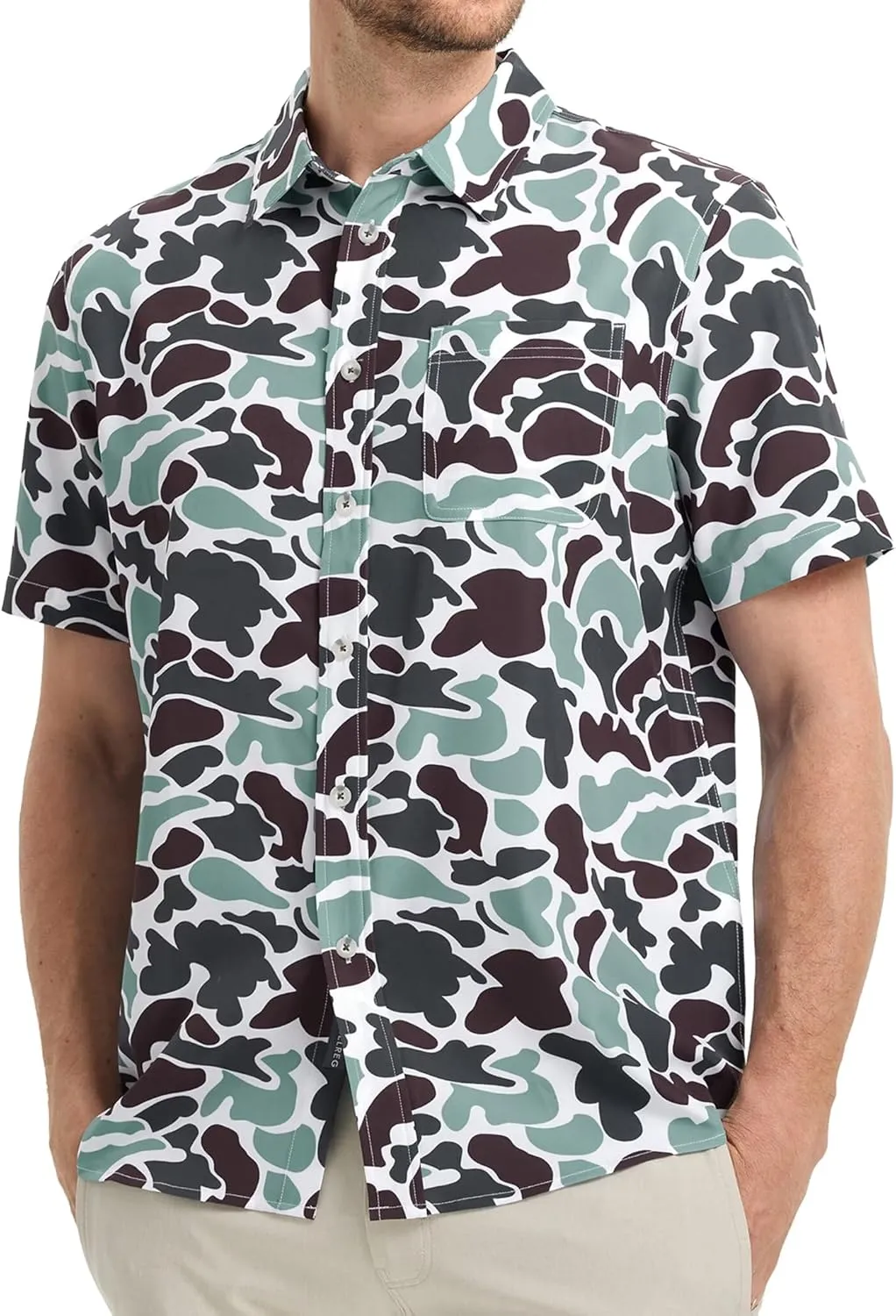 M MAELREG Mens Hawaiian Shirts Short Sleeve Button Down Tropical Beach Floral Solid Print Summer Vacation Mens Casual Shirts