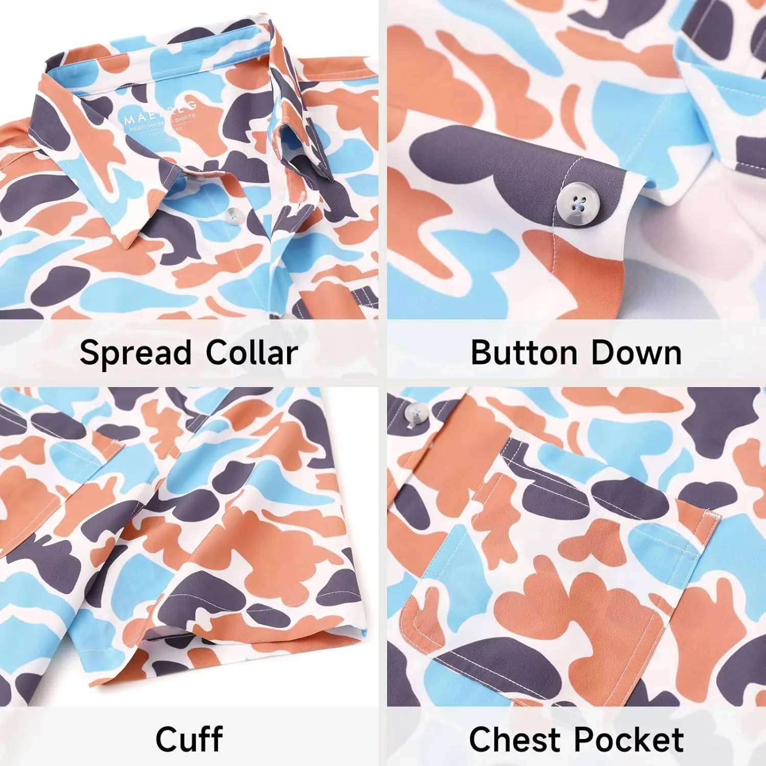 M MAELREG Mens Hawaiian Shirts Short Sleeve Button Down Tropical Beach Floral Solid Print Summer Vacation Mens Casual Shirts