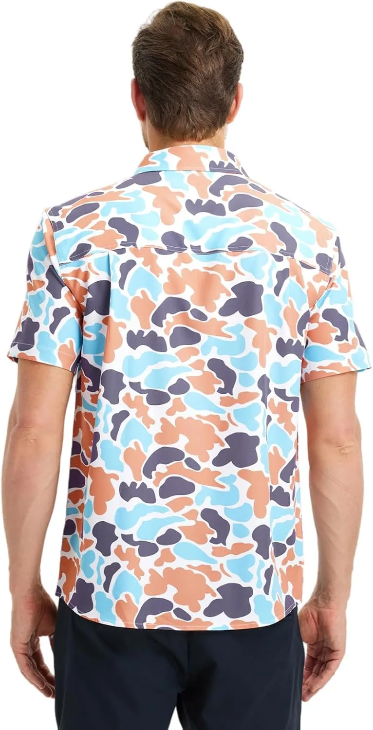 M MAELREG Mens Hawaiian Shirts Short Sleeve Button Down Tropical Beach Floral Solid Print Summer Vacation Mens Casual Shirts