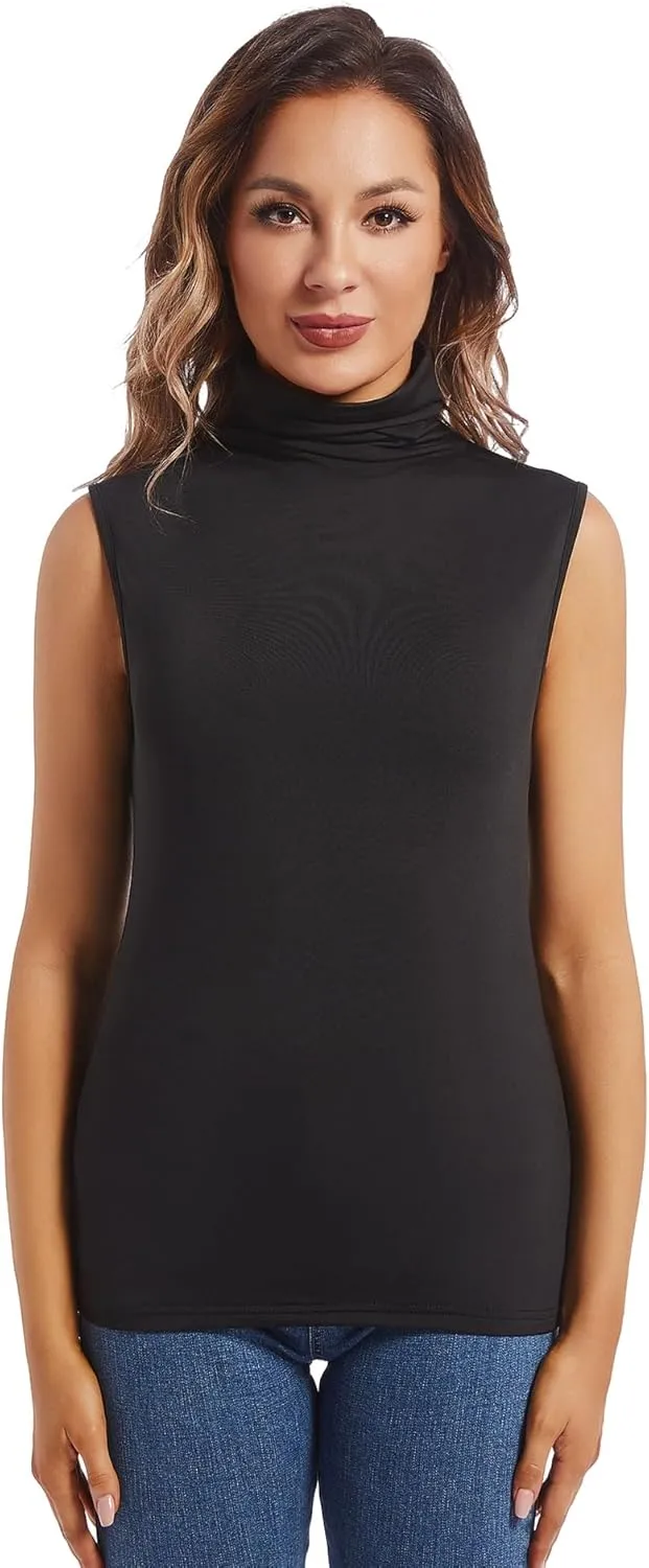 MANCYFIT Thermal Tank Top for Women Cold Weather Sleeveless Thermal Underwear Fleece Lined Shirt Turtleneck Warm Camisoles