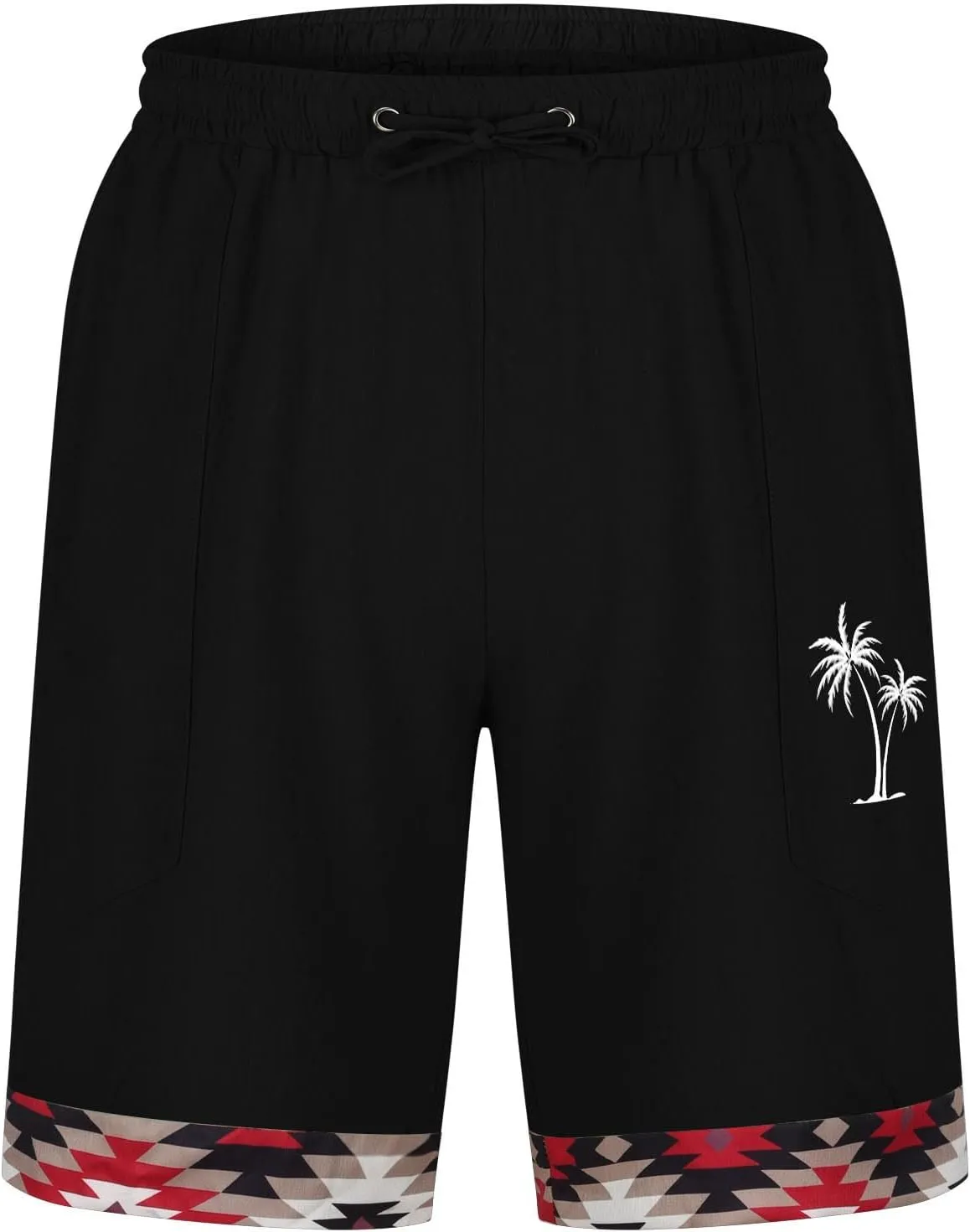 Muscularfit Men's Summer Casual Cotton Linen Shorts with Drawstring Elastic Waist, Beach Shorts with Pockets, Outdoor Fashion