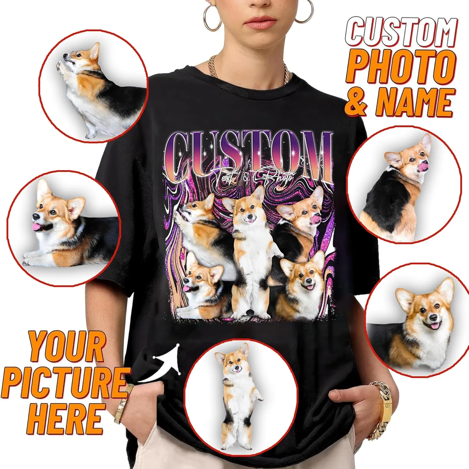 NAZENTI Custom Bootleg Rap Tee, Custom T-Shirts with Picture, Retro Custom Bootleg, Valentine's Gifts for Him Her