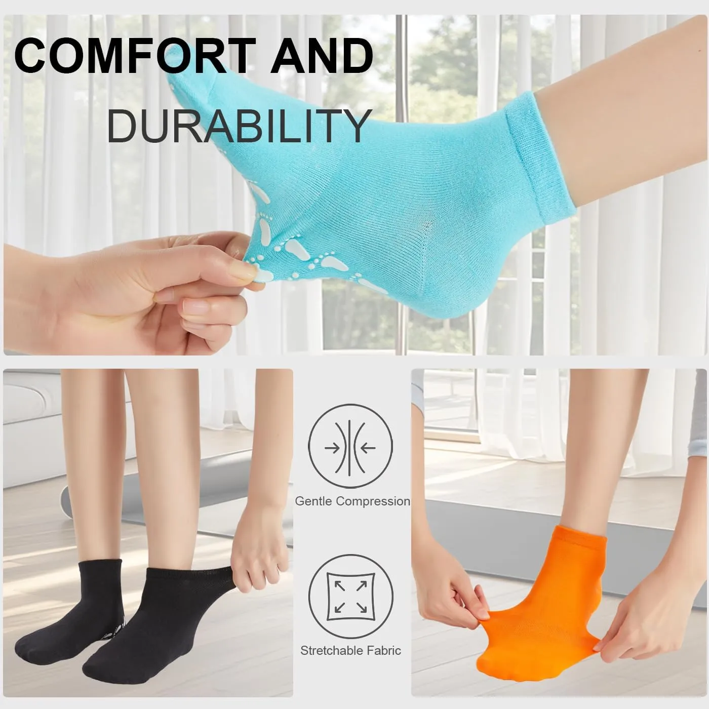 Pilates Grip Socks for Women Cute Non Slip Grippy Socks Woman for Yoga Barre Dance Hospital