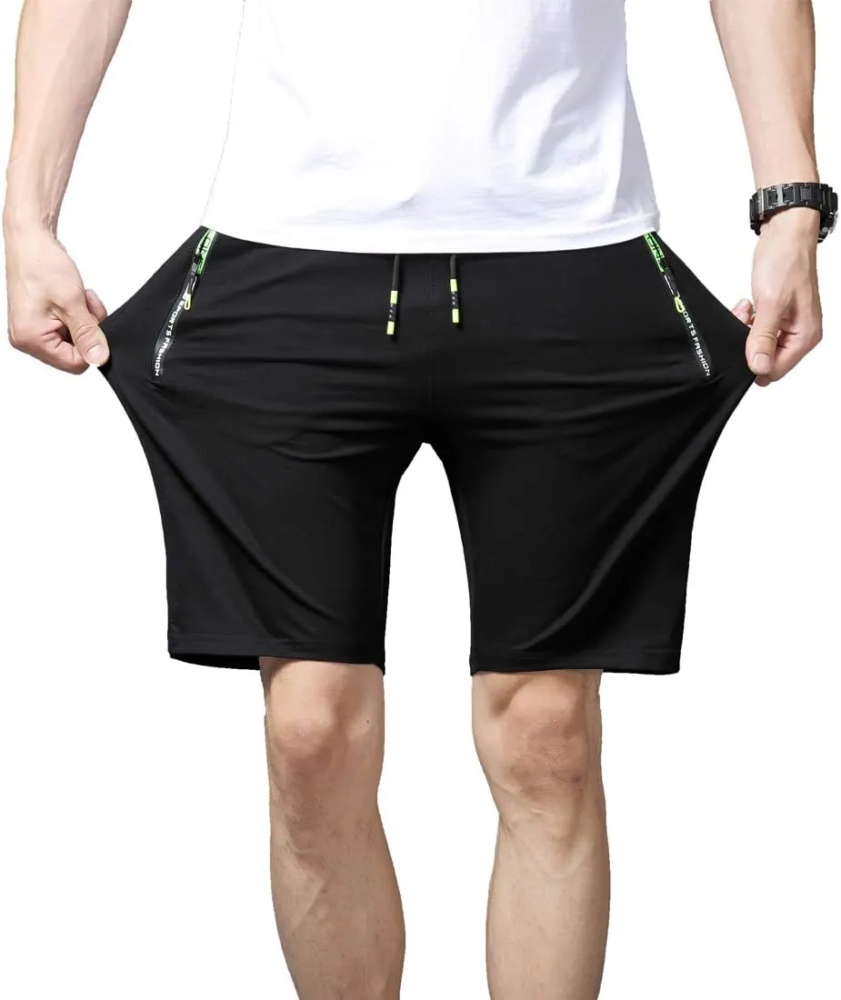 Tansozer Mens Athletic Shorts with Zip Pockets