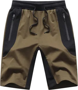 Tansozer Mens Athletic Shorts with Zip Pockets