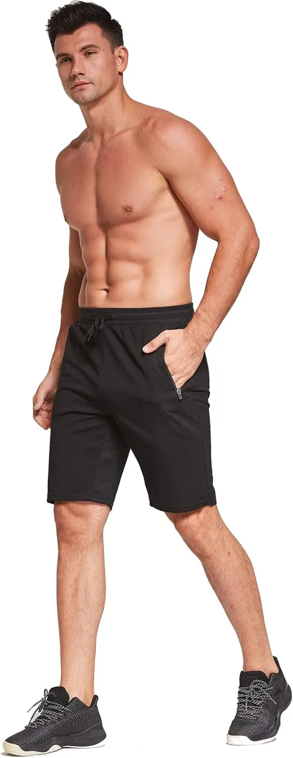 Tansozer Mens Athletic Shorts with Zip Pockets