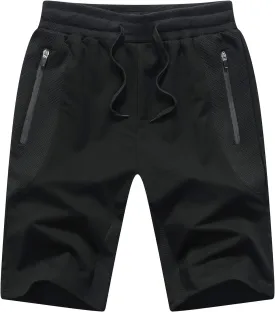 Tansozer Mens Athletic Shorts with Zip Pockets