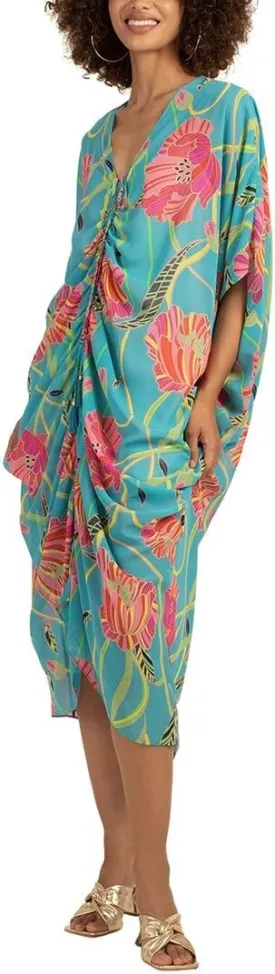 Trina Turk womens Floral Ruched Caftan