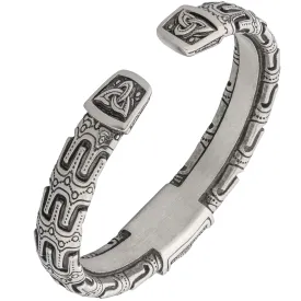 Viking Bracelet Vegvisir - Adjustable Pewter Norse Arm Ring Triquetra - Scandinavian Nordic Mythology Strong Handmade Pagan Jewelry - Magical Stave Bangle Ring Cuff for Men Women - Fathers Day Gift