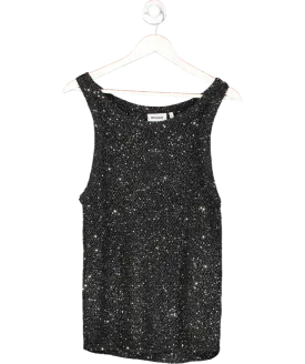 Weekday Black Unisex Mattues Sheer Sequin Vest UK M