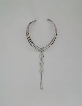 Womens Beaded Silver Heart Bangle