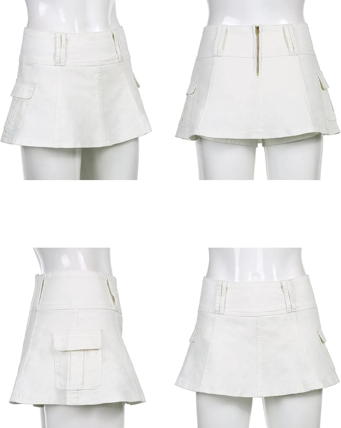 Women's Casual High Waisted A Line Mini Skirt Solid Flared Zipper Summer Short Wrap Skort Sexy Golf Workout