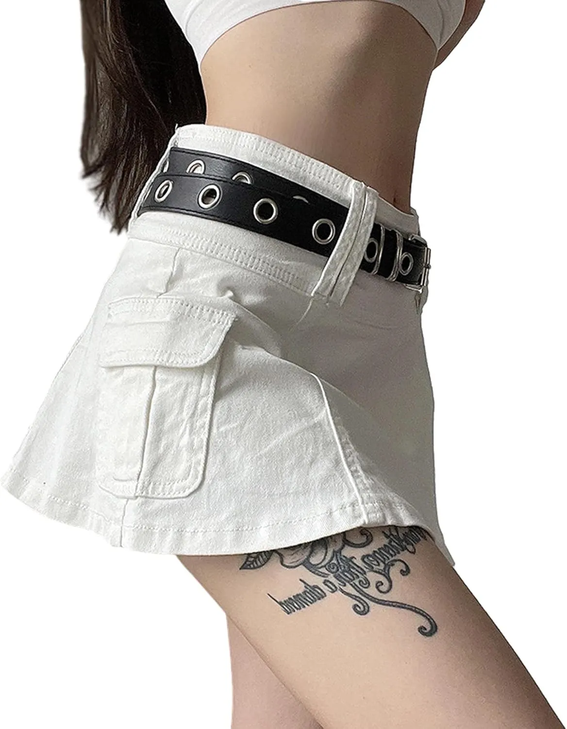 Women's Casual High Waisted A Line Mini Skirt Solid Flared Zipper Summer Short Wrap Skort Sexy Golf Workout