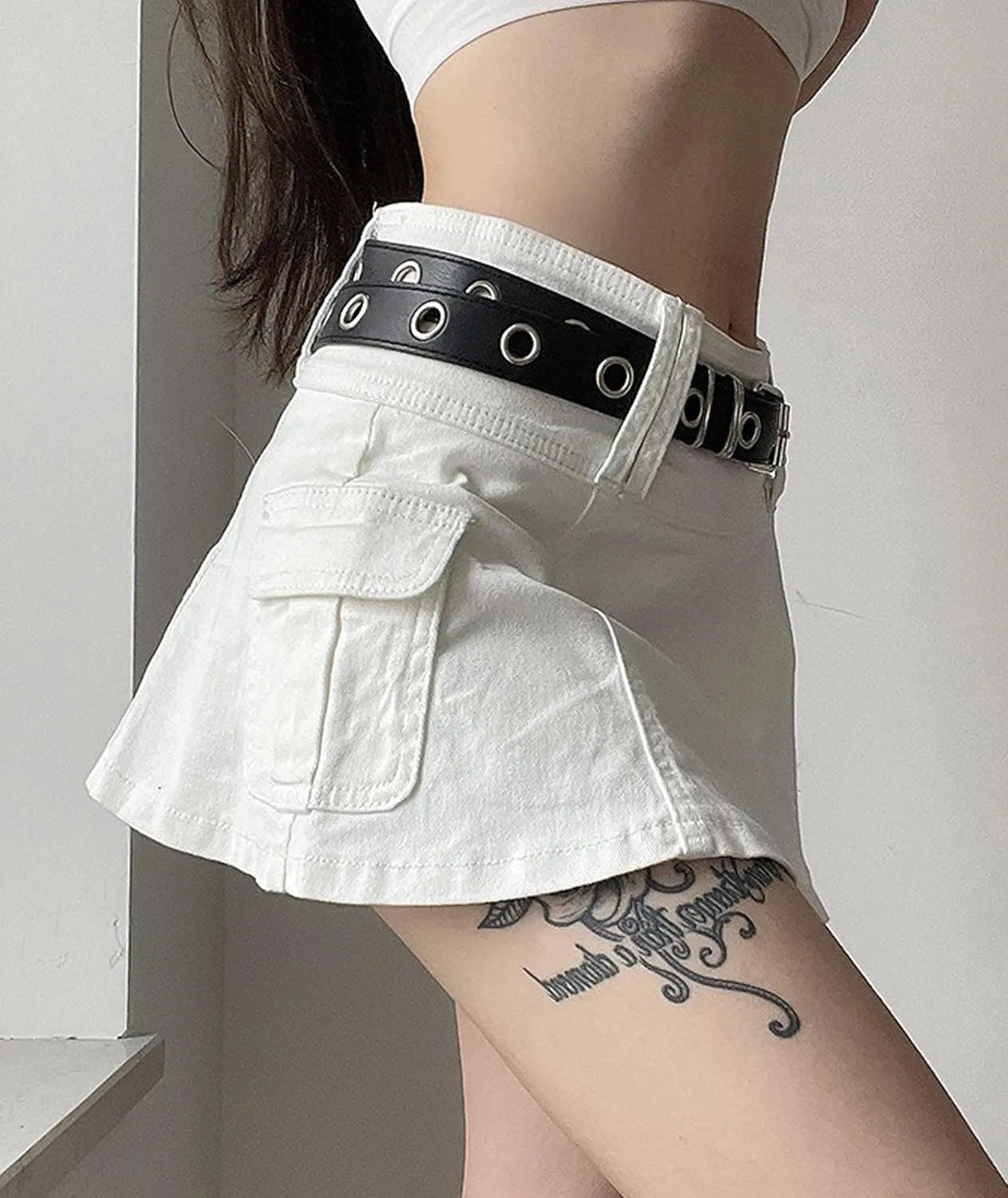 Women's Casual High Waisted A Line Mini Skirt Solid Flared Zipper Summer Short Wrap Skort Sexy Golf Workout