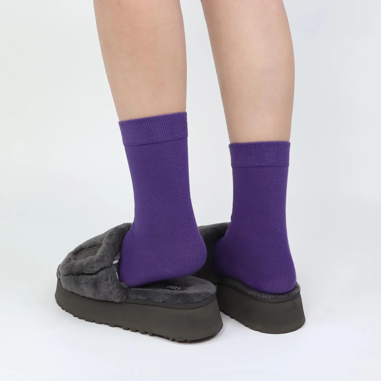 Womens Combed Cotton Color Thin socks Viscose- Breathable Soft Crew Casual Socks Comfort Gift 4 Pairs