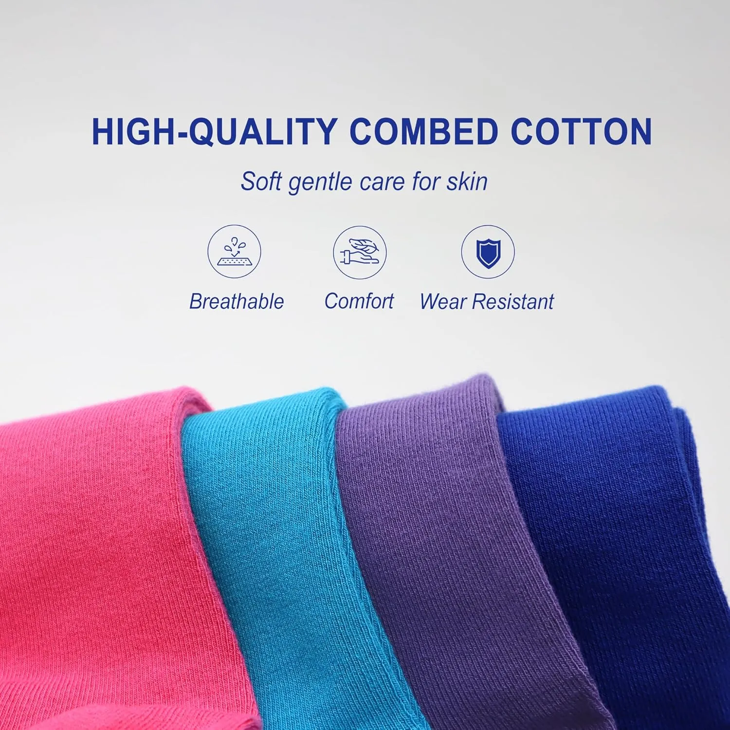 Womens Combed Cotton Color Thin socks Viscose- Breathable Soft Crew Casual Socks Comfort Gift 4 Pairs