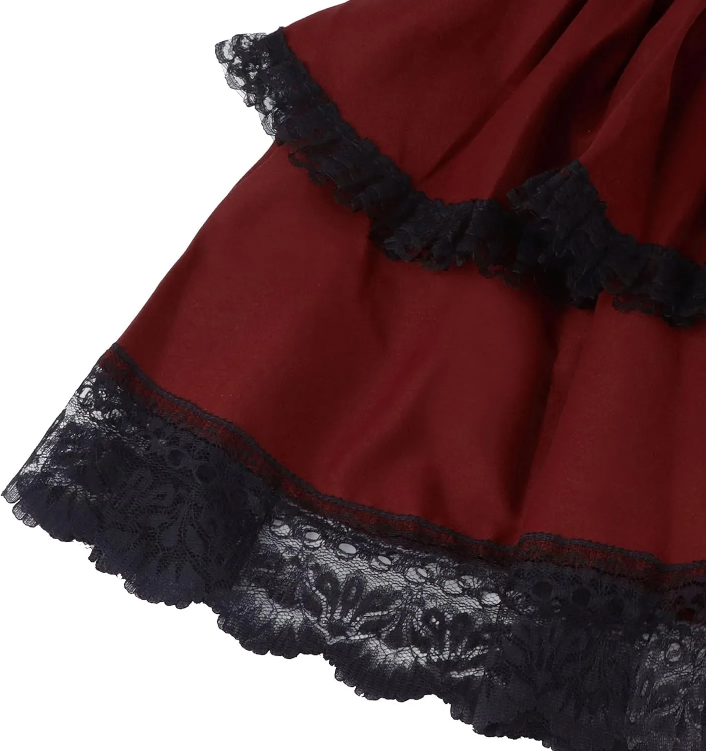 Womens Mini Gothic Skirt Tie Waist Lace Up Double Layered Ruffles Y2k Punk Emo Skirt with Chain