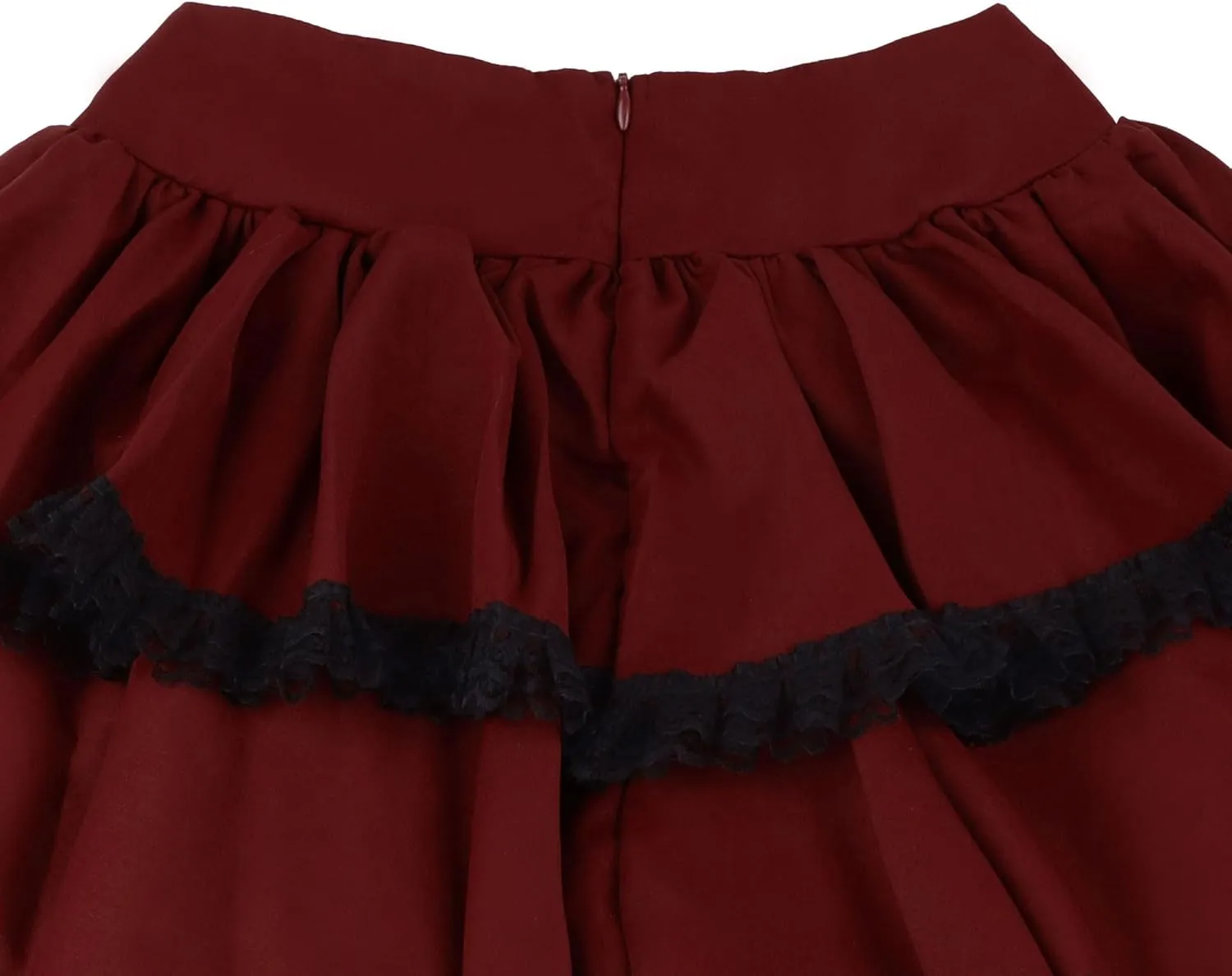 Womens Mini Gothic Skirt Tie Waist Lace Up Double Layered Ruffles Y2k Punk Emo Skirt with Chain