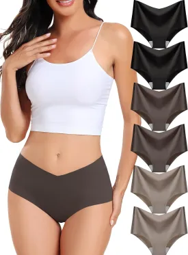 Women's Seamless No-Show Bikini Underwear Comfortable Stretch Invisible Hipster Panties for Everyday Wear 6PACK