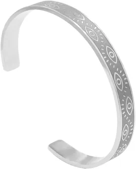 YWMAN Evil Eye Cuff Bracelet - Stainless Steel Devils Eye Protection Cuff Bangle - Turkey Talisman Amulet Jewelry for Women Men