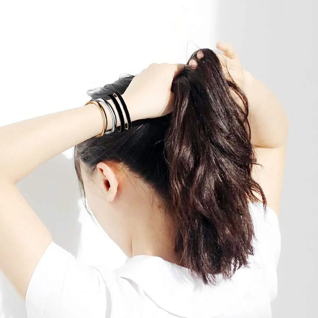 Zuo Bao Stainless Steel Bracelet Grooved Cuff Bangle for Women